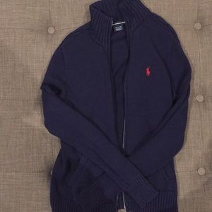 Ralph Lauren navy sweater zip up jacket EUC